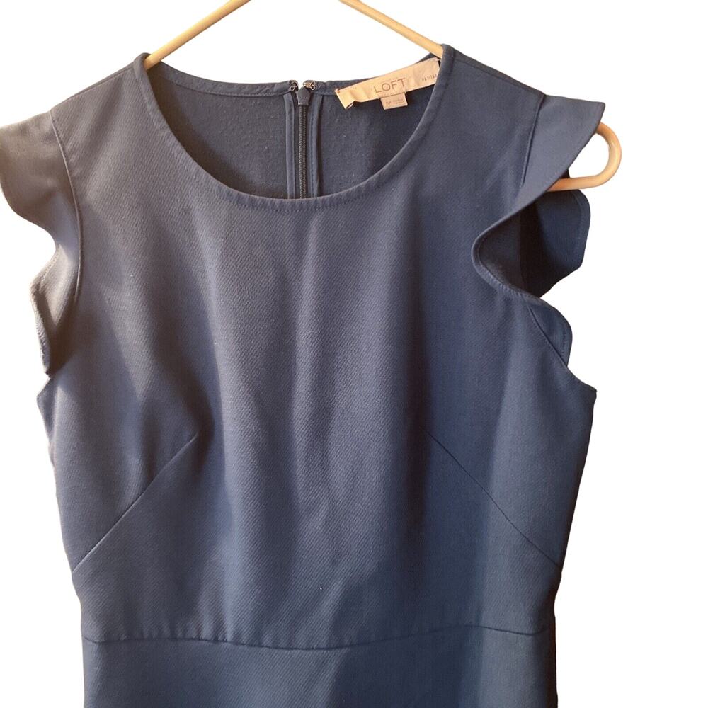 Ann Taylor Loft Petites Ladies 0P Blue Sleeveless Back Zip Dress - Picture 3 of 9